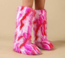 Load image into Gallery viewer, Pink/Red Fur Boots
