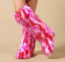 Load image into Gallery viewer, Pink/Red Fur Boots
